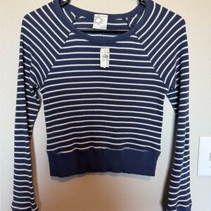 Offline by Aerie, NWT, size small Navy and White Striped Ribbed Crop Top